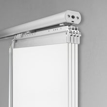 Load image into Gallery viewer, Laci White 4-Panel Single Rail Panel Track Extendable 34&quot;-57&quot;W x 91.4&quot;H, Panel width 15.75&quot; - 100% BLACKOUT
