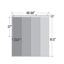 Load image into Gallery viewer, 4-Panel Single Rail Panel Track Extendable 48&quot;-88&quot;W x 91.4&quot;H, Panel width 23.5&quot;, Whirl White, Smoke

