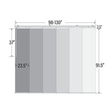 Load image into Gallery viewer, 6-Panel Single Rail Panel Track Blind Extendable 70&quot;-130&quot;W x 91.4&quot;H, Panel width 23.5&quot;, Whirl White, Dove
