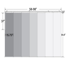 Load image into Gallery viewer, Woven Gray 7-Panel Single Rail Panel Track Extendable 58&quot;-98&quot;W x 91.4&quot;H, Panel width 15.75&quot; - 70% LIGHT-FILTERING
