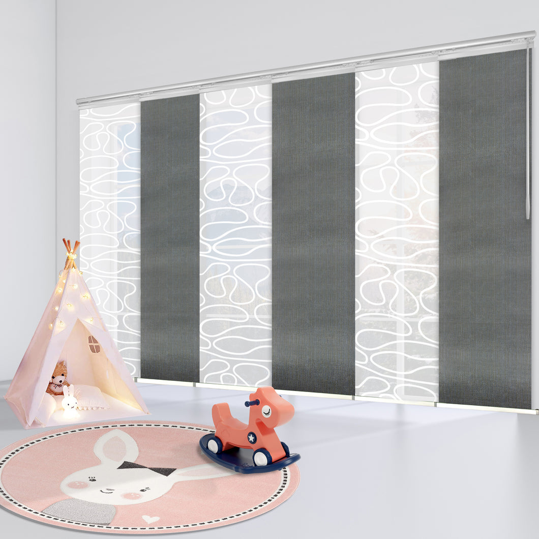 6-Panel Single Rail Panel Track Blind Extendable 70