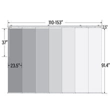 Load image into Gallery viewer, 7-Panel Single Rail Panel Track Extendable 110&quot;-153&quot;W x 91.4&quot;H, Panel width 23.5&quot;, Whirl White, Spruce
