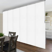 Load image into Gallery viewer, Laci White 6-Panel Single Rail Panel Track 70&quot;-130&quot;W, Panel width 23.5&quot; - 100% BLACKOUT
