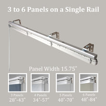 Load image into Gallery viewer, Dunmore Cream 4-Panel Single Rail Panel Track Extendable 34&quot;-57&quot;W x 91.4&quot;H, Panel width 15.75&quot; - 80% LIGHT-FILTERING
