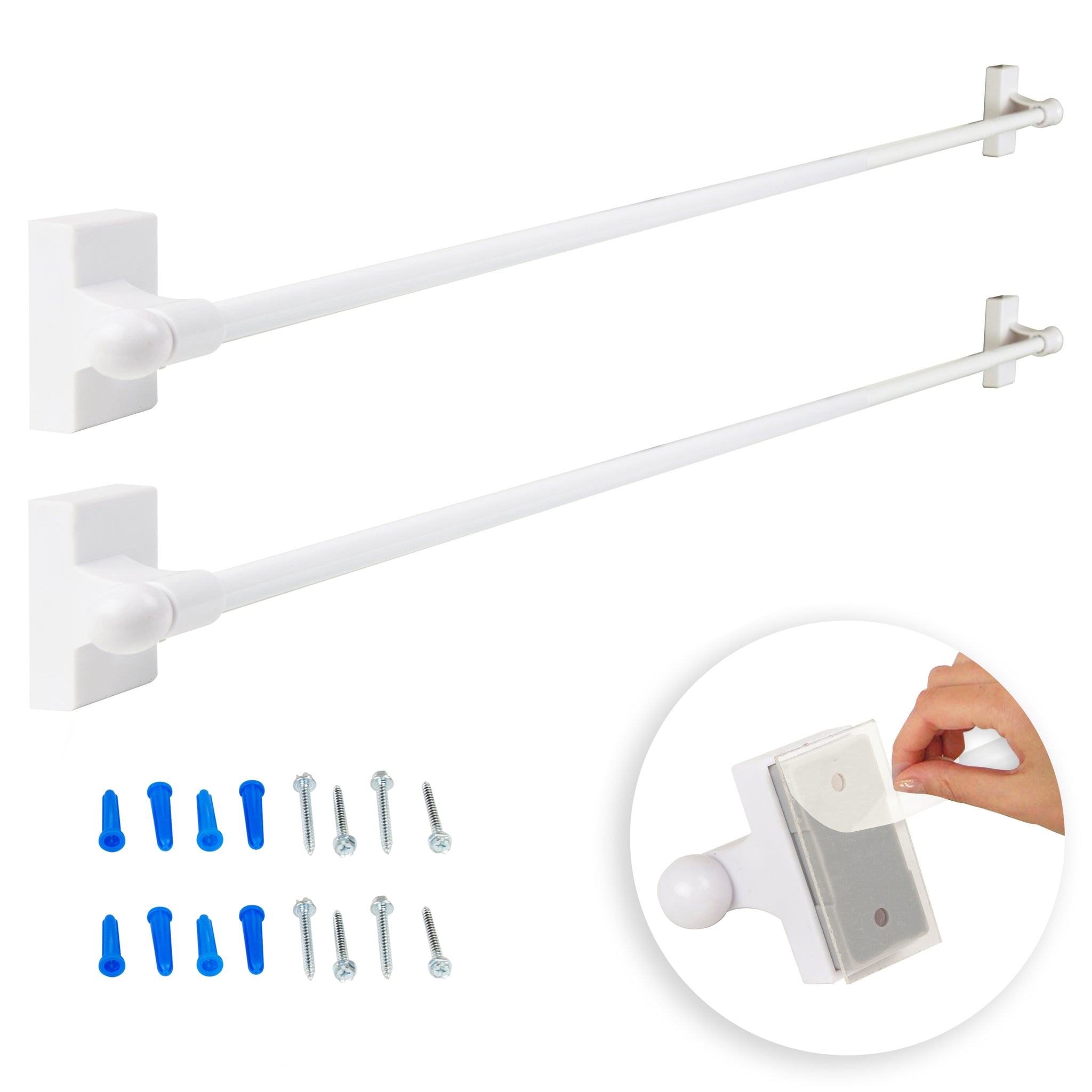 Self-adhesive or Wall Mounted Rod 17-30 inch (Set of 2)