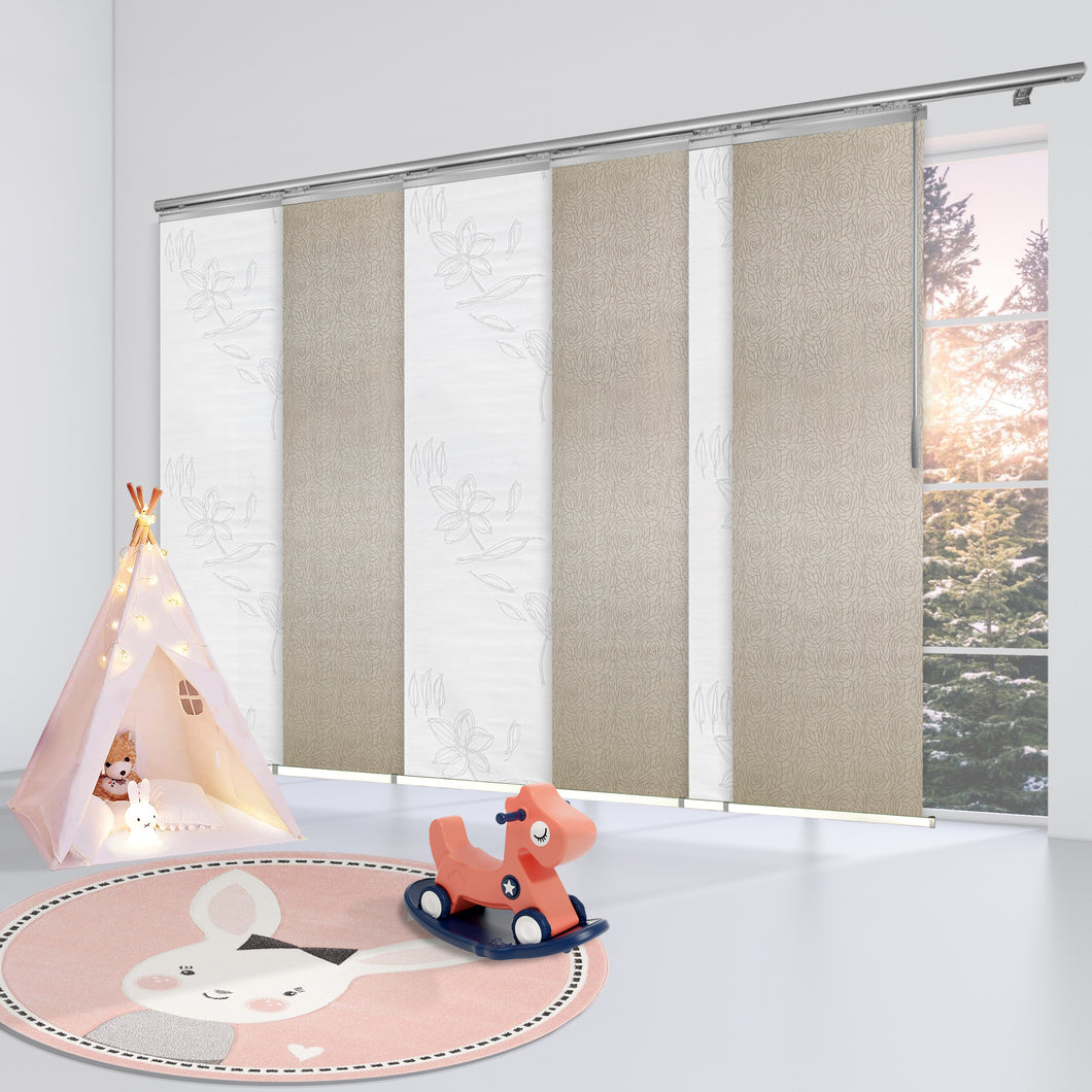 6-Panel Single Rail Panel Track Blind Extendable 70