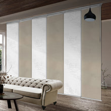 Load image into Gallery viewer, 6-Panel Single Rail Panel Track Blind Extendable 70&quot;-130&quot;W x 91.4&quot;H, Panel width 23.5&quot;, Lotus, Cornsilk
