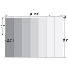 Load image into Gallery viewer, Embroidered Cadet 7-Panel Single Rail Panel Track 110&quot;-153&quot;W x 91.4&quot;H, Panel width 23.5&quot; - 80% LIGHT-FILTERING
